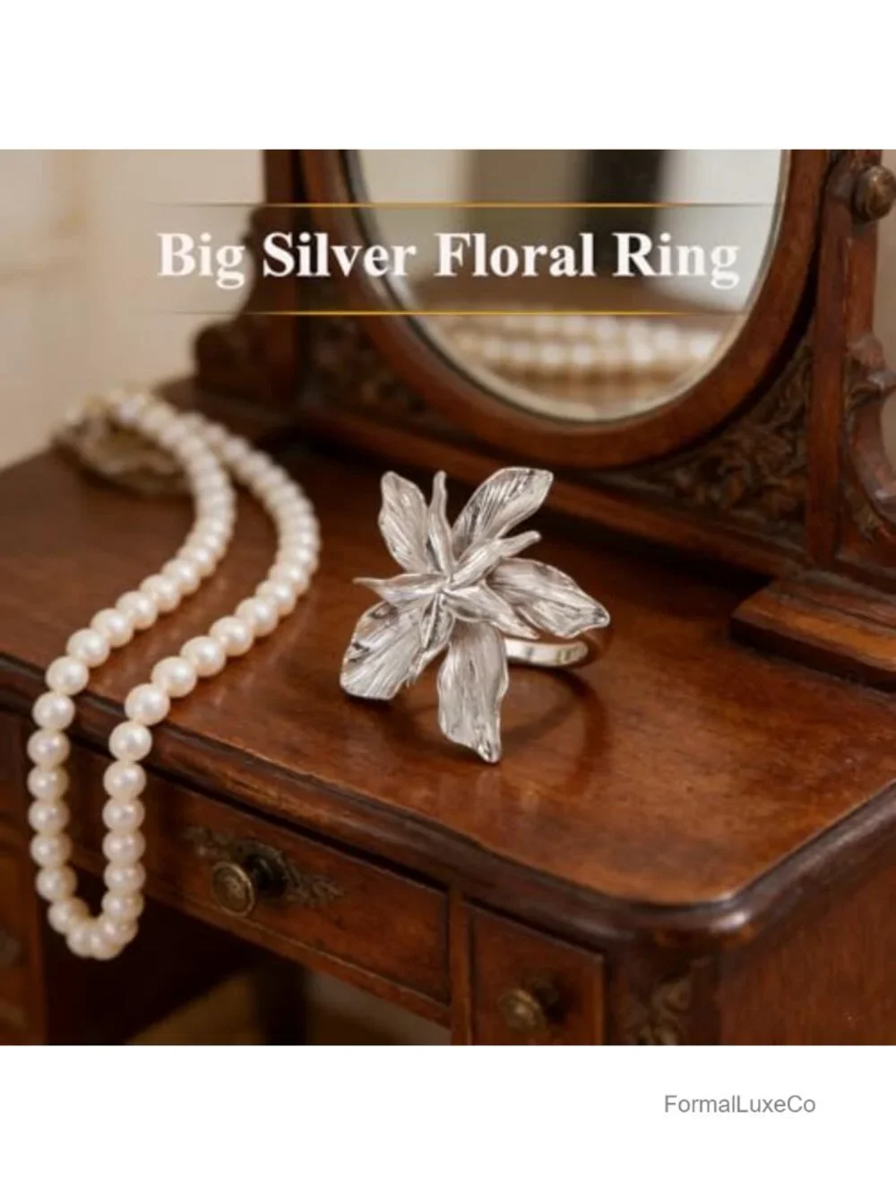 Large Chunky Flower Ring for Women, Statement Petal Ring, Unique Exaggerated